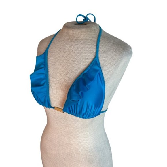 Vix Other - Vix Ruffled Triangle Bikini Top Turquoise Blue